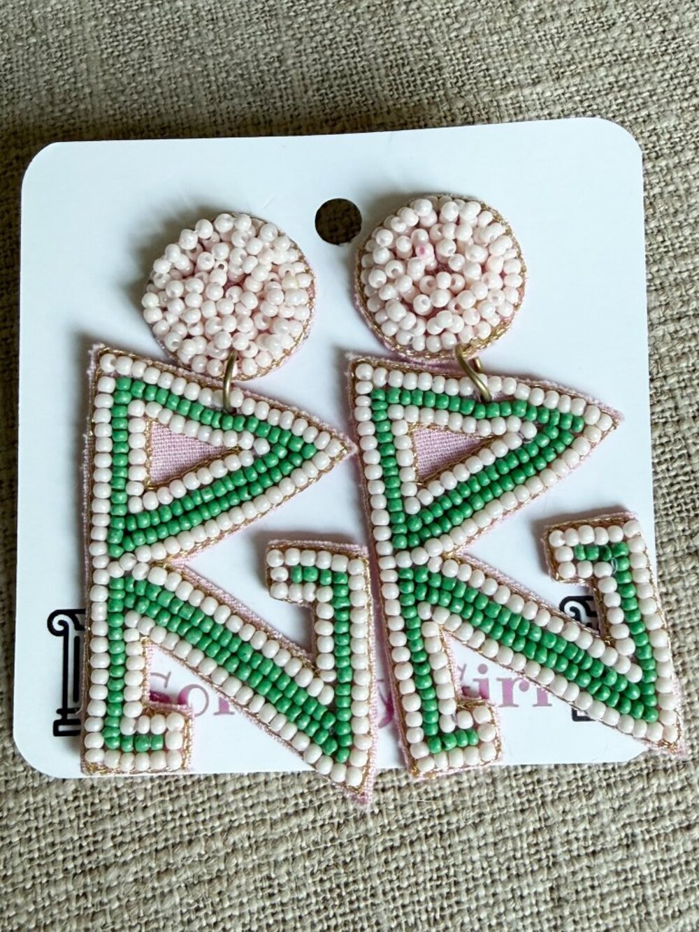 Delta Zeta Beaded Earrings, NWT